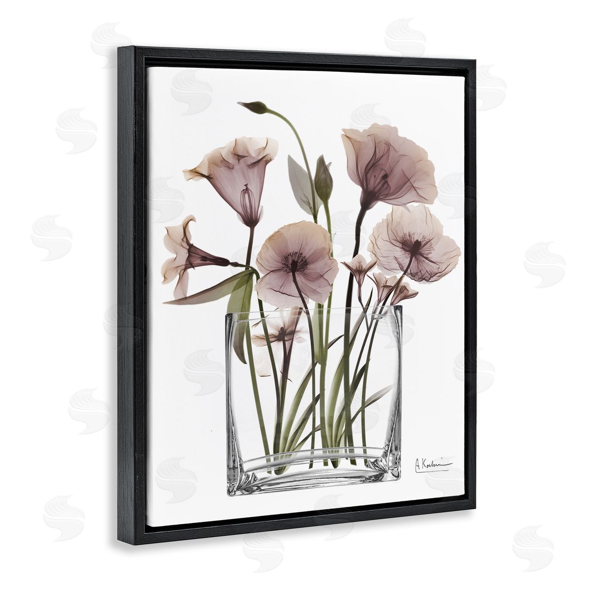 Modern Elegant Vase Black Floating Frame Canvas Wall Art, Home Decor by Albert Koetsier