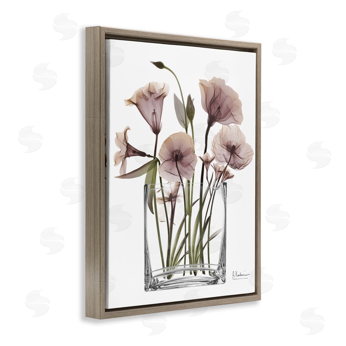 Modern Elegant Vase Brown Floating Frame Canvas Wall Art, Home Decor by Albert Koetsier