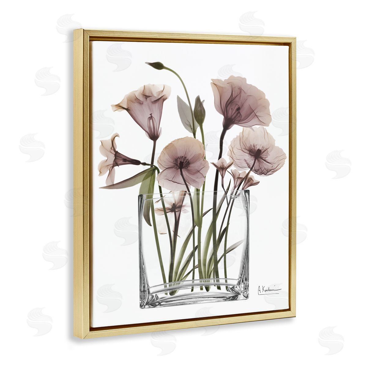 Modern Elegant Vase Gold Floating Frame Canvas Wall Art, Home Decor by Albert Koetsier