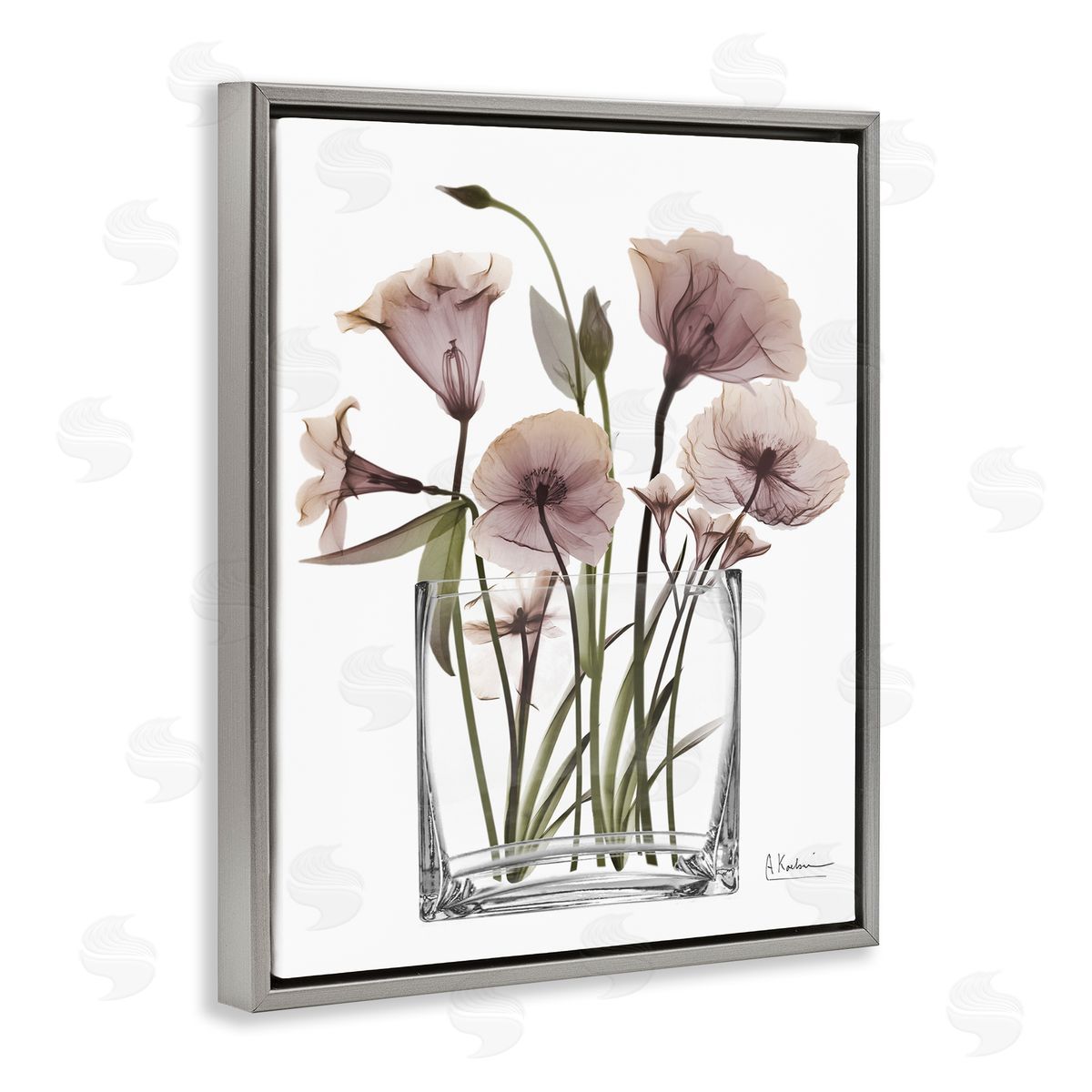 Modern Elegant Vase Grey Floating Frame Canvas Wall Art, Home Decor by Albert Koetsier
