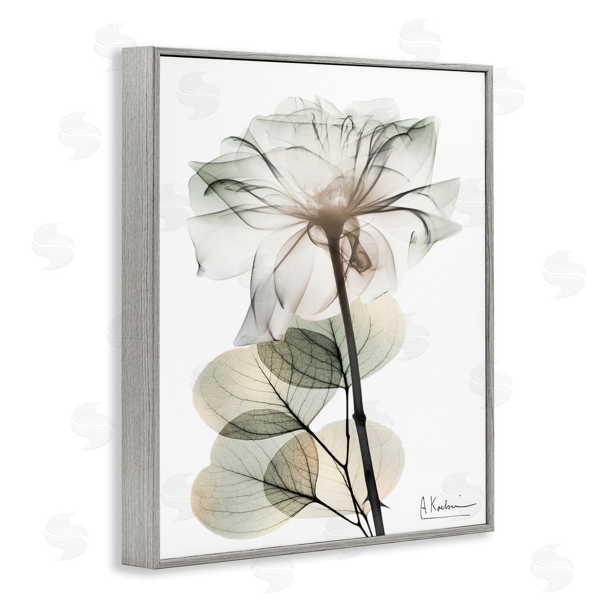 Modern Minimalist Buds Grey Frame Print Wall Art, Home Decor by Albert Koetsier