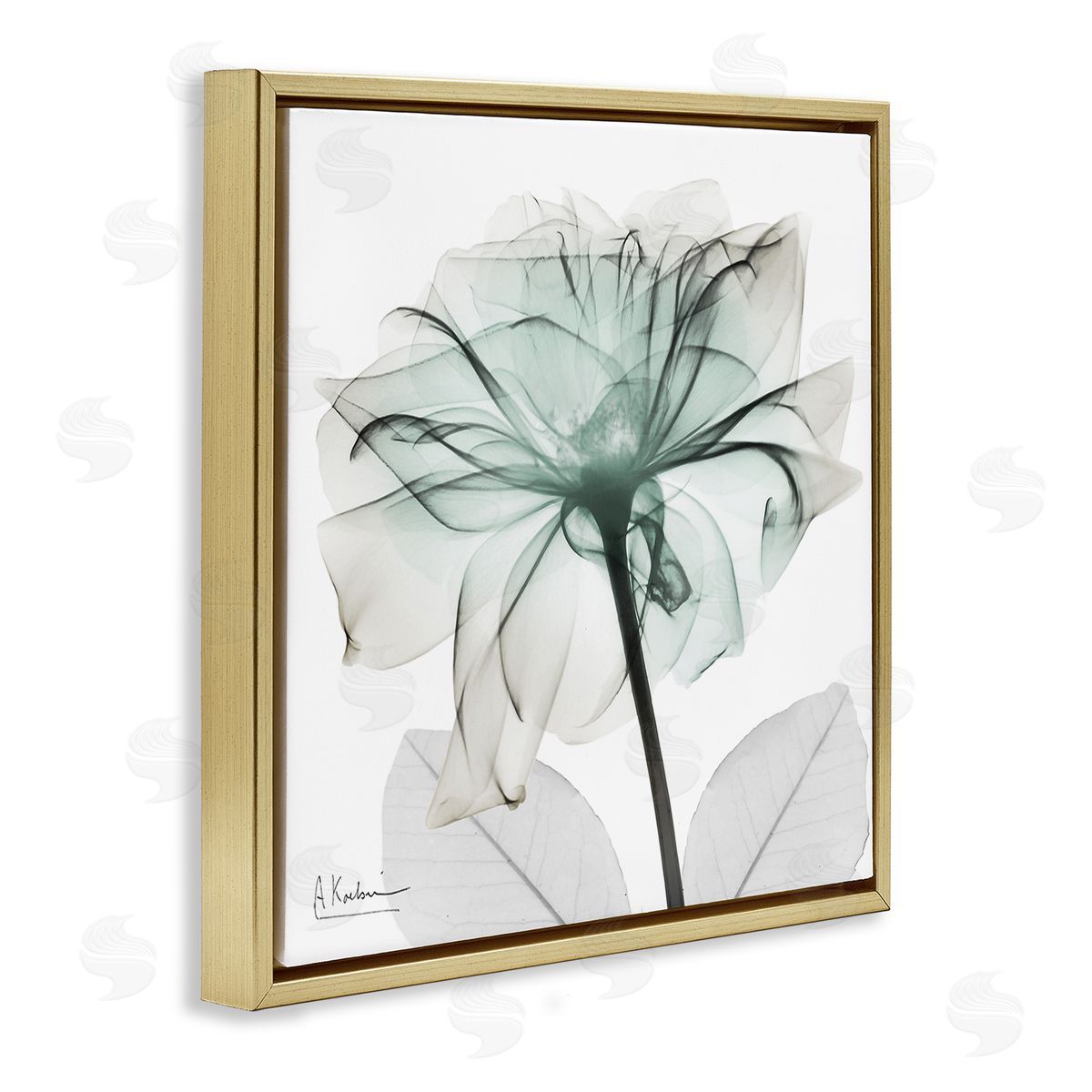 Unique Chic Flower Petal Gold Floating Frame Canvas Wall Art, Home Decor by Albert Koetsier