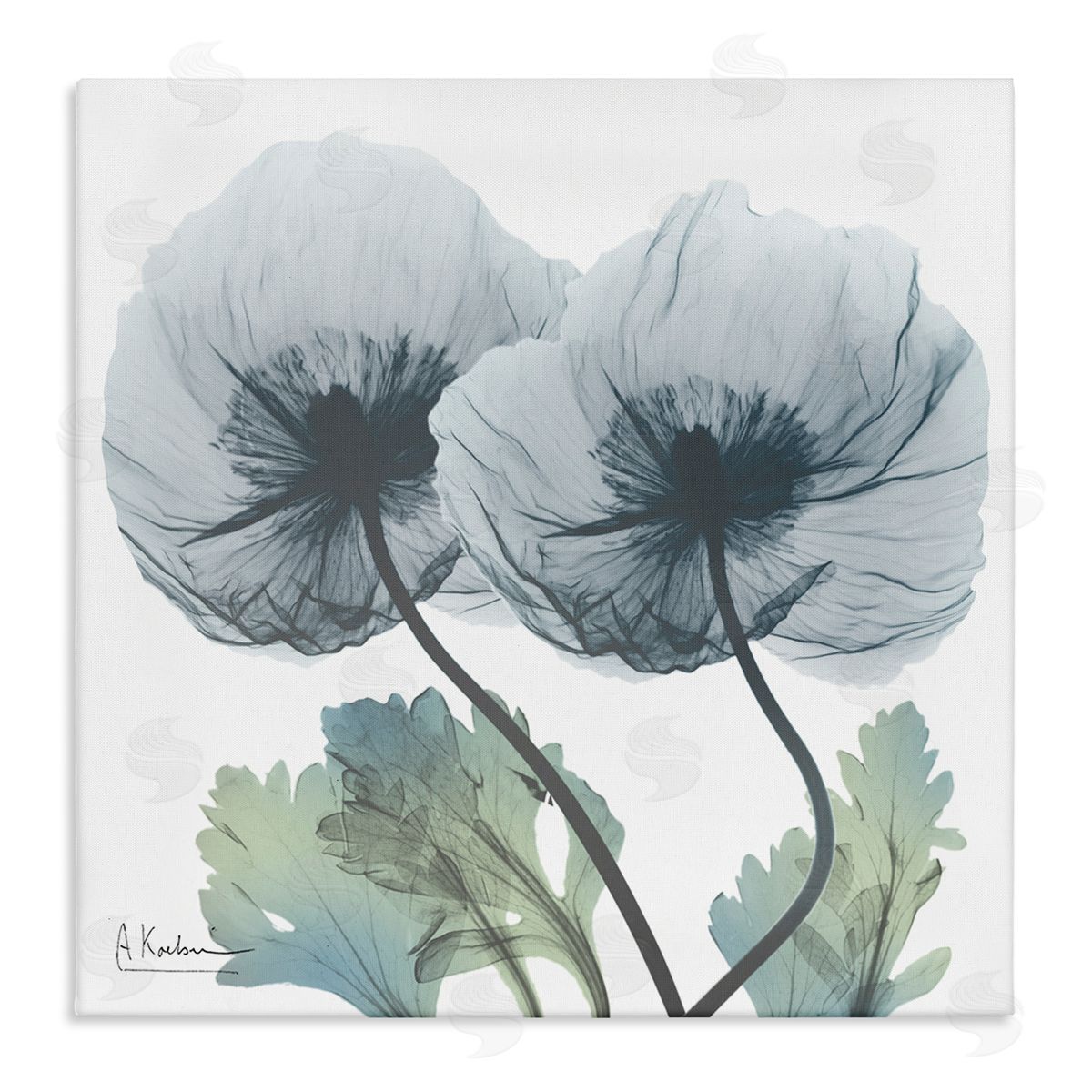 Double Modern Flower Blossoms Canvas Wall Art, Home Decor by Albert Koetsier