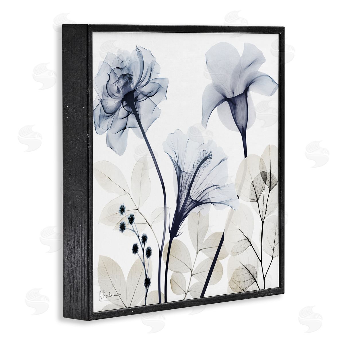 Sophisticated Minimal Flowers Black Frame Print Wall Art, Home Decor by Albert Koetsier