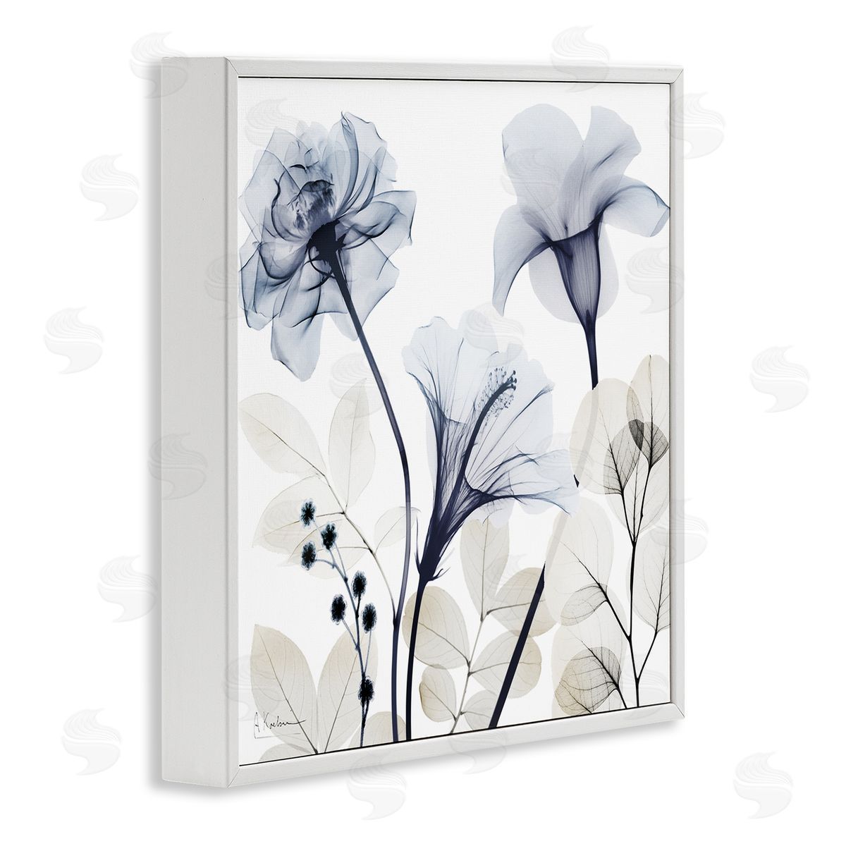 Sophisticated Minimal Flowers White Frame Print Wall Art, Home Decor by Albert Koetsier