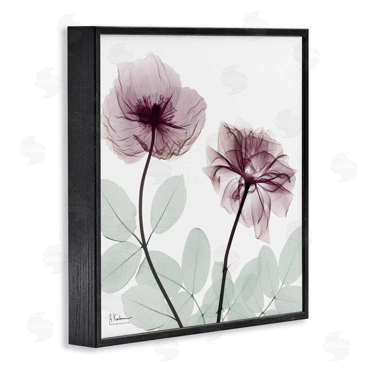 Delicate Floral Bunches Black Frame Print Wall Art, Home Decor by Albert Koetsier