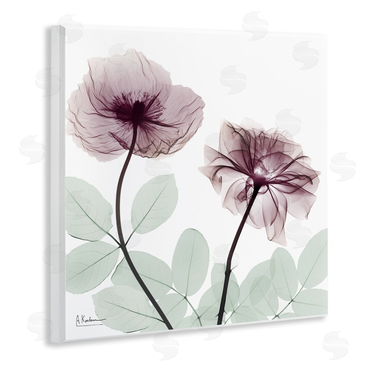 Delicate Floral Bunches Wood Plaque Wall Art, Home Decor by Albert Koetsier