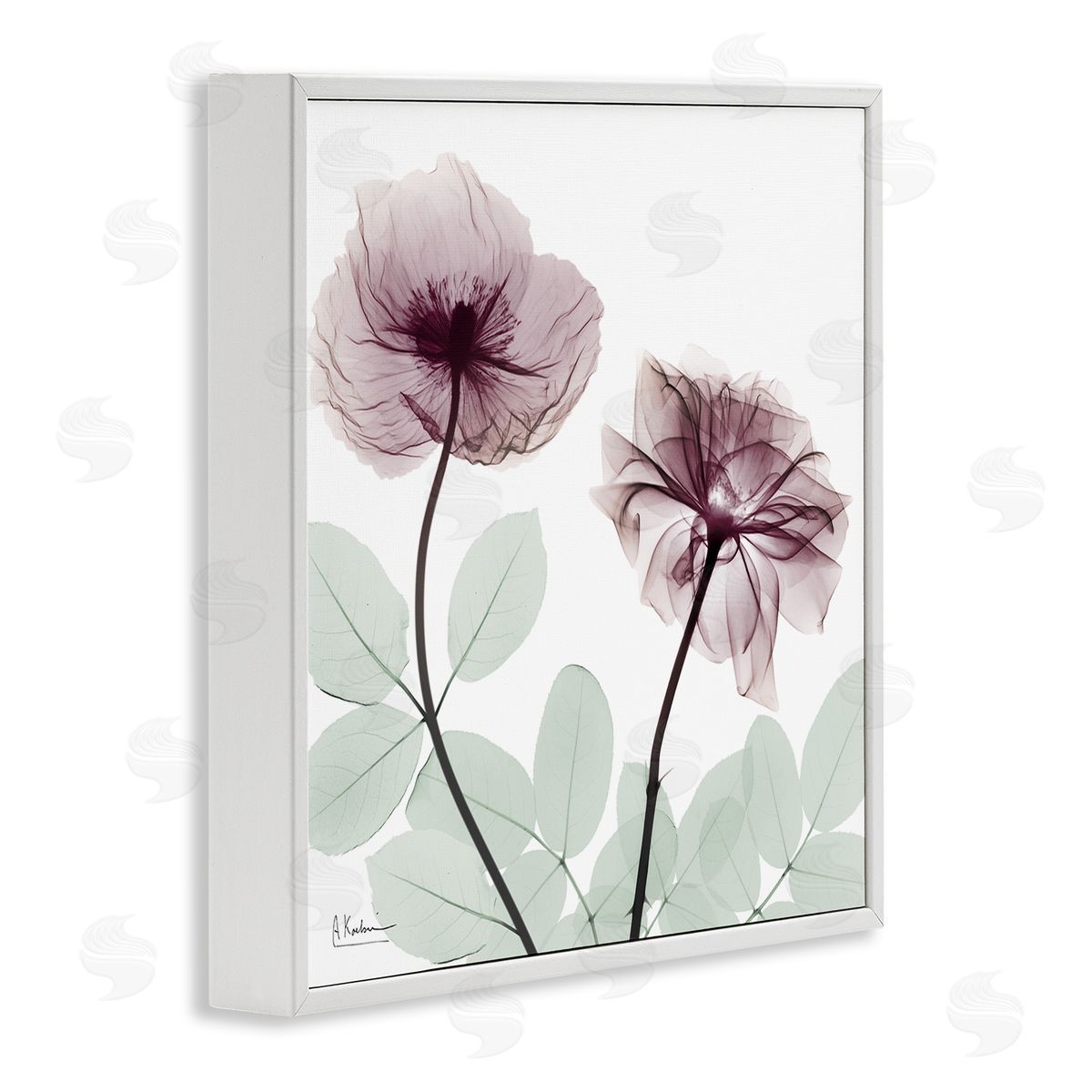 Delicate Floral Bunches White Frame Print Wall Art, Home Decor by Albert Koetsier