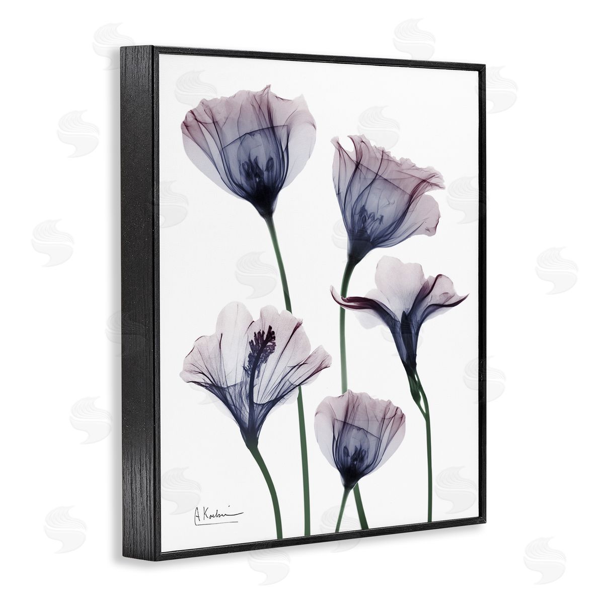 Subtle Fresh Flowers Black Frame Print Wall Art, Home Decor by Albert Koetsier