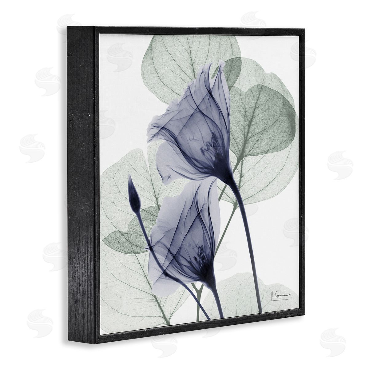 Serene Tulips & Herbs Black Frame Print Wall Art, Home Decor by Albert Koetsier