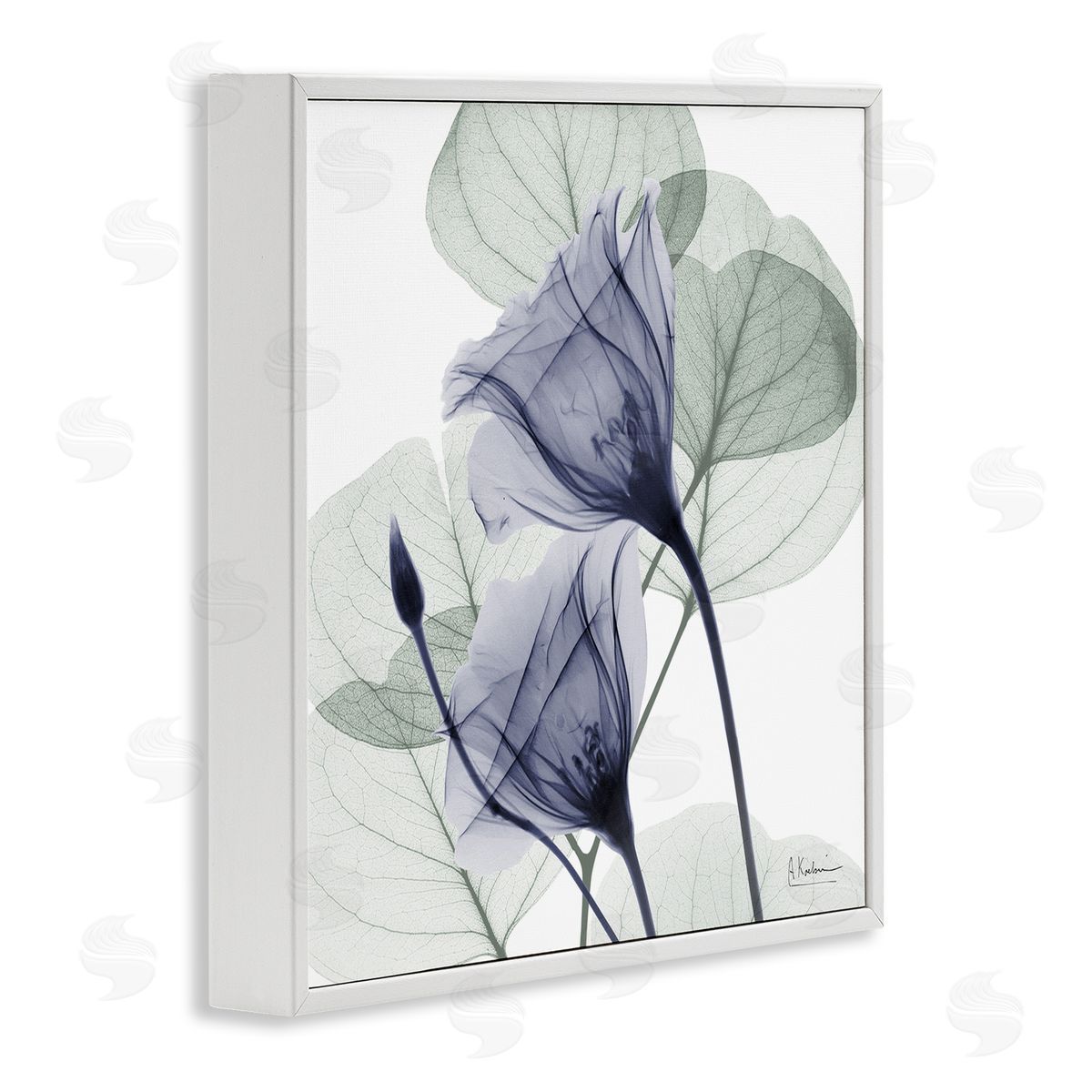 Serene Tulips & Herbs White Frame Print Wall Art, Home Decor by Albert Koetsier