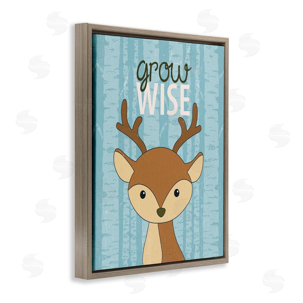 Grow Wise with Deer Brown Floating Frame Canvas Wall Art, Home Decor by Kim Allen
