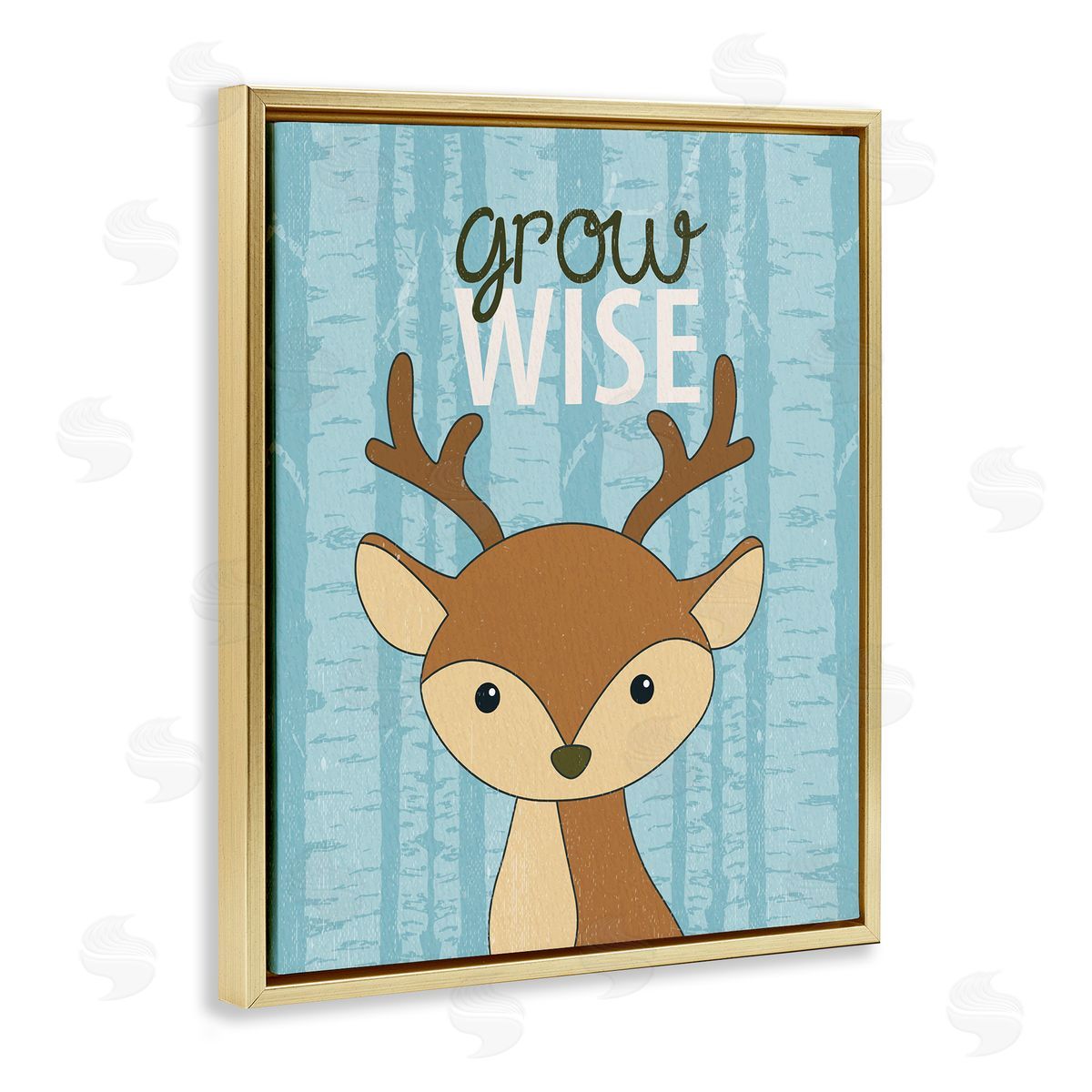 Grow Wise with Deer Gold Floating Frame Canvas Wall Art, Home Decor by Kim Allen