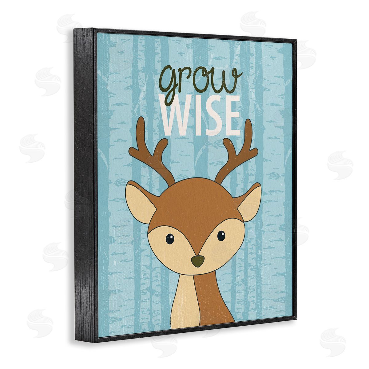 Grow Wise with Deer Black Frame Print Wall Art, Home Decor by Kim Allen