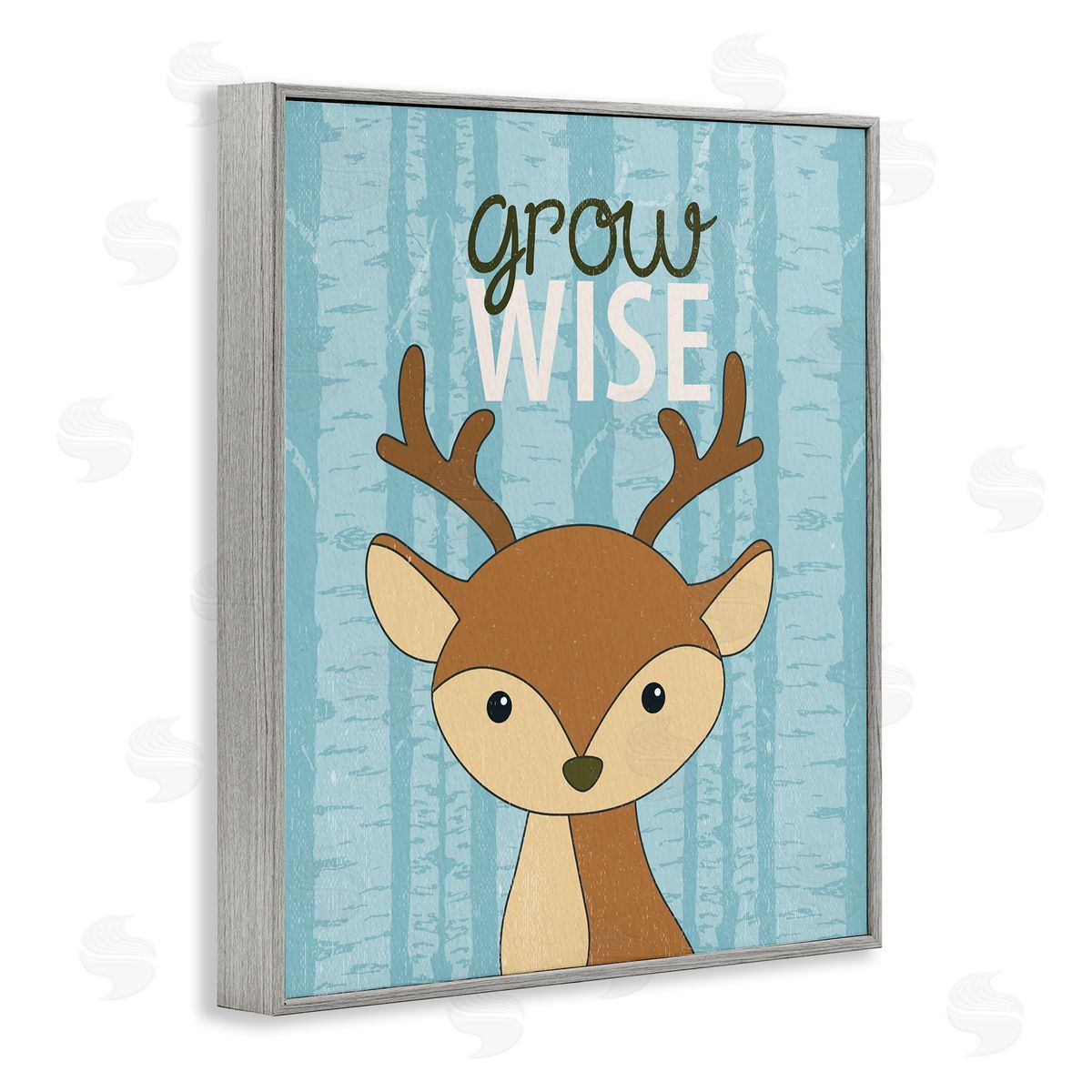 Grow Wise with Deer Grey Frame Print Wall Art, Home Decor by Kim Allen