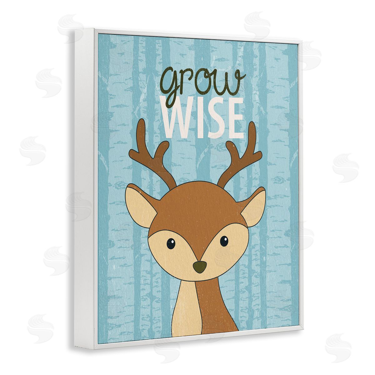 Grow Wise with Deer White Frame Print Wall Art, Home Decor by Kim Allen