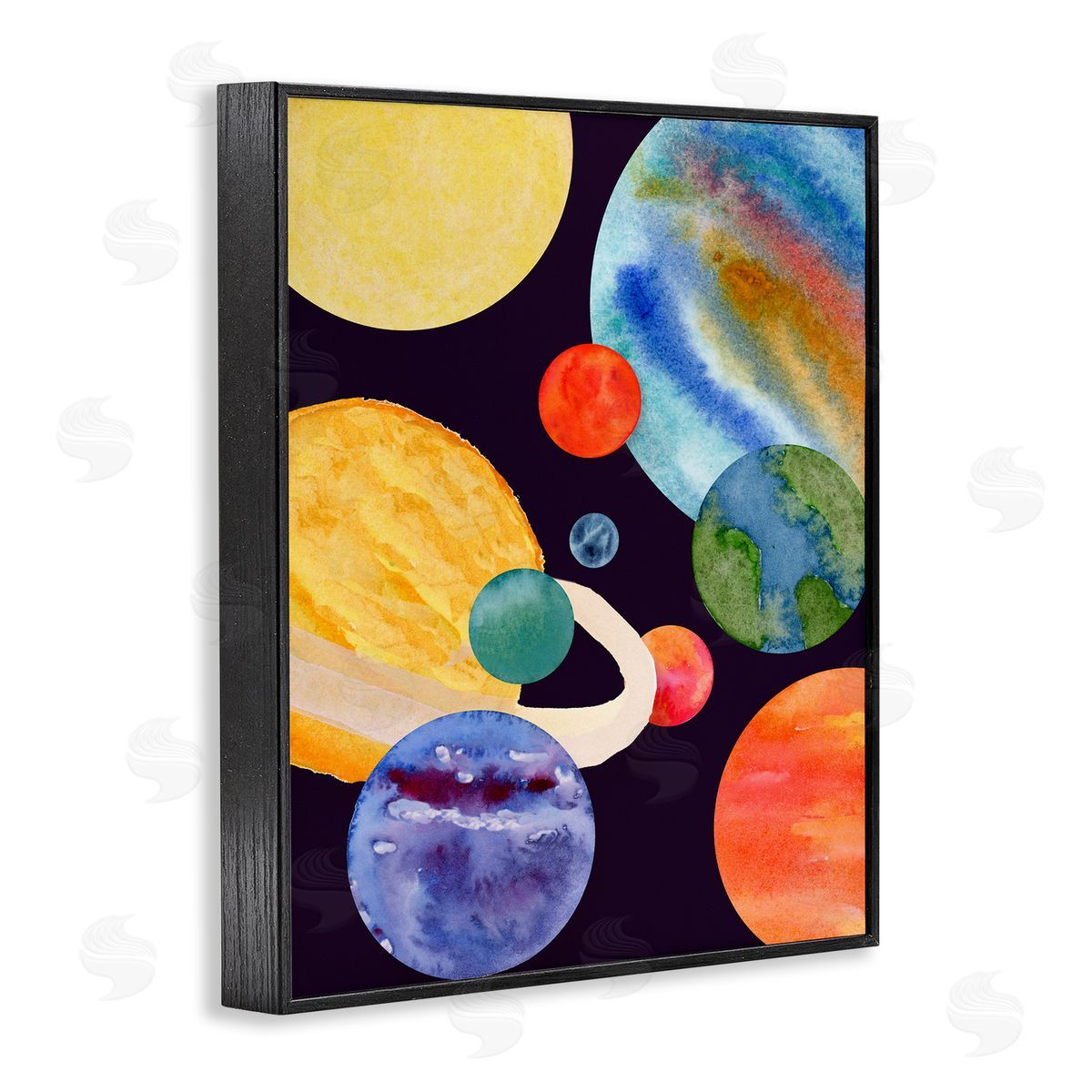 Planetary Galaxy in Space Black Frame Print Wall Art, Home Decor by Corinne Rose Designs
