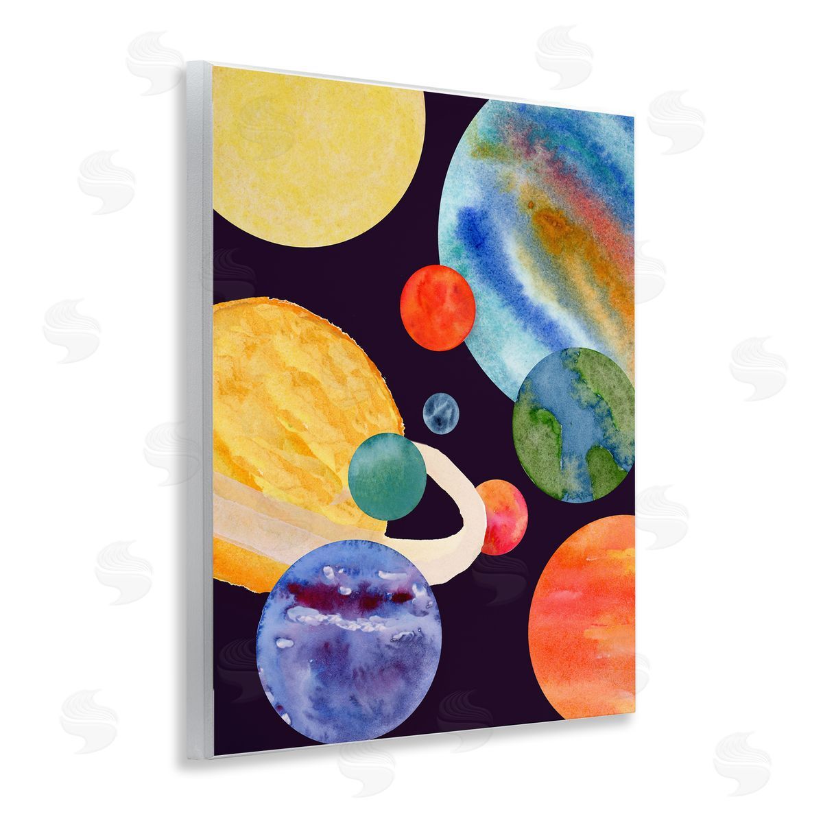 Planetary Galaxy in Space Wood Plaque Wall Art, Home Decor by Corinne Rose Designs