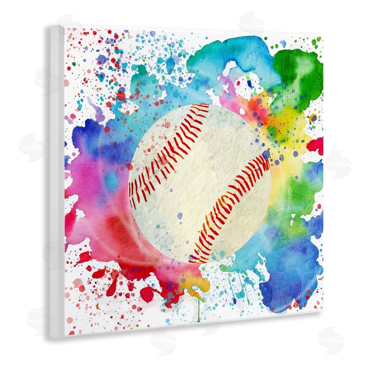 Colorful Splash Baseball Wood Plaque Wall Art, Home Decor by Kim Allen