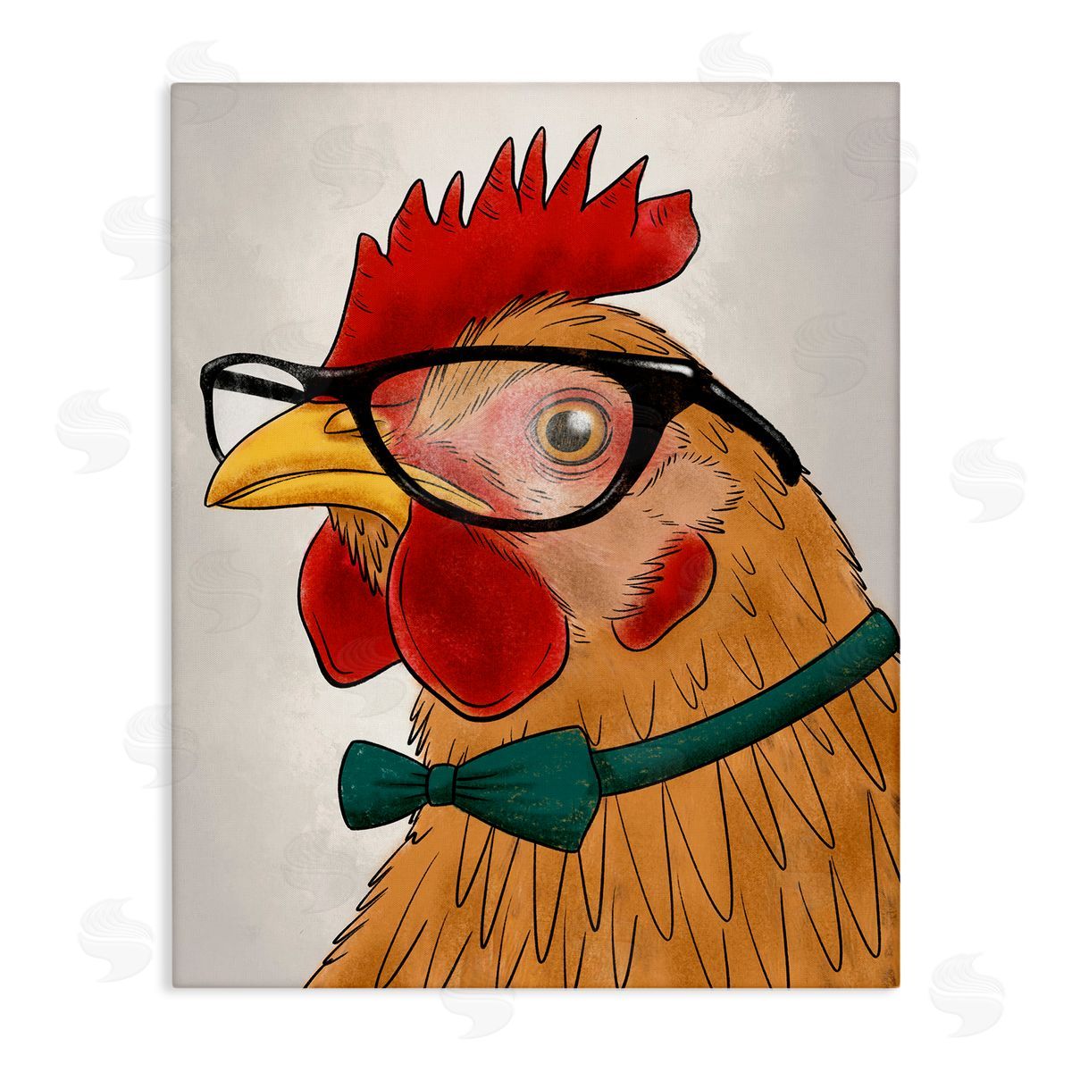 Funny Hipster Rooster Canvas Wall Art, Home Decor by Marcus Prime