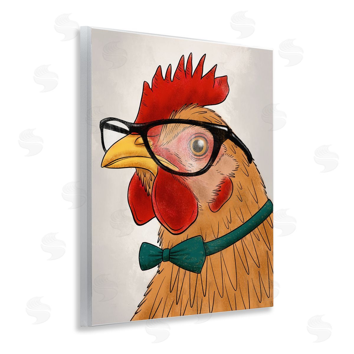 Funny Hipster Rooster Wood Plaque Wall Art, Home Decor by Marcus Prime