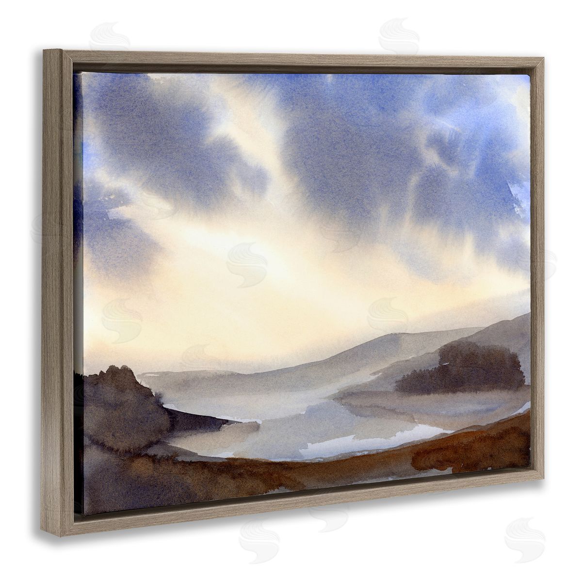 Dreamy Bay Inlet Horizon Brown Floating Frame Canvas Wall Art, Home Decor by Ashley Davis