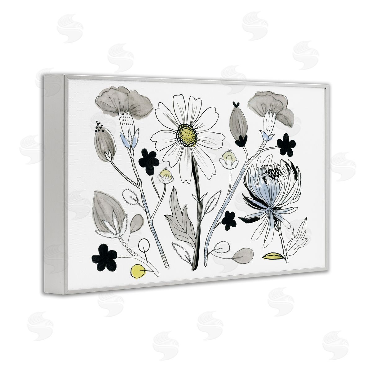 Simple Drawn Nature Sprigs White Frame Print Wall Art, Home Decor by Ashley Davis