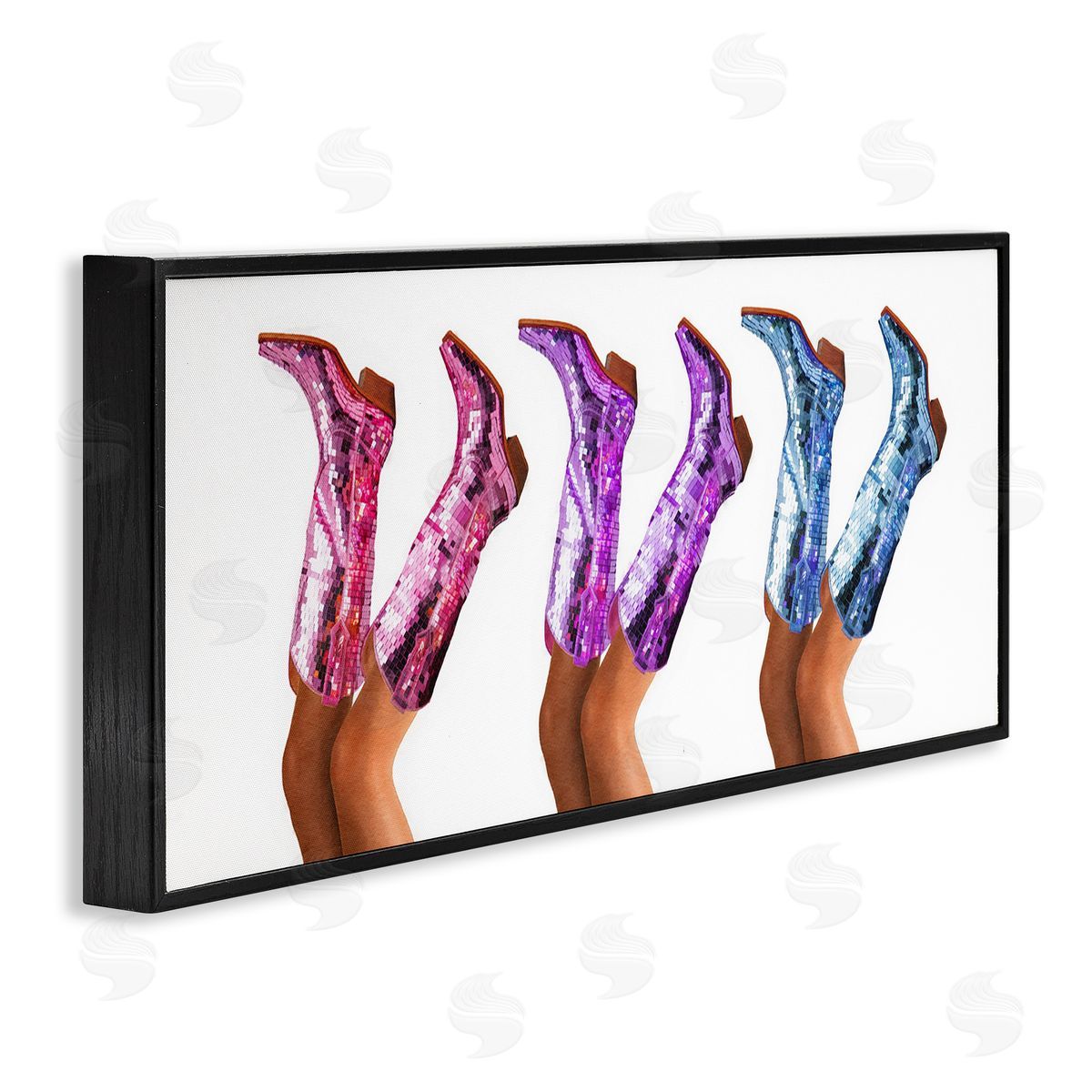 Trendy Glam Cowgirl Boots Black Frame Print Wall Art, Home Decor by Amanda Greenwood