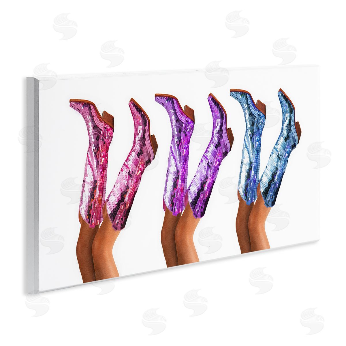 Trendy Glam Cowgirl Boots Wood Plaque Wall Art, Home Decor by Amanda Greenwood