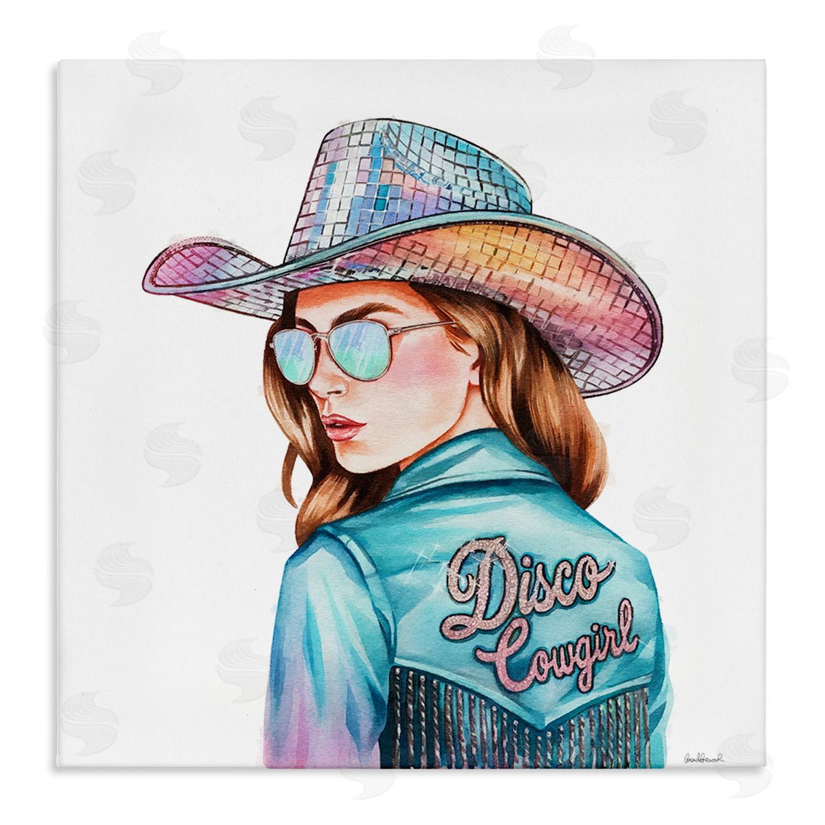 Disco Cowgirl Portrait Canvas Wall Art, Home Decor by Amanda Greenwood