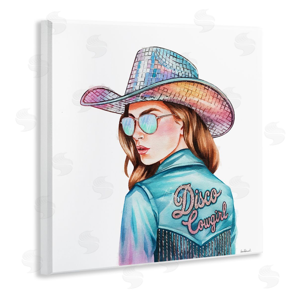 Disco Cowgirl Portrait Wood Plaque Wall Art, Home Decor by Amanda Greenwood