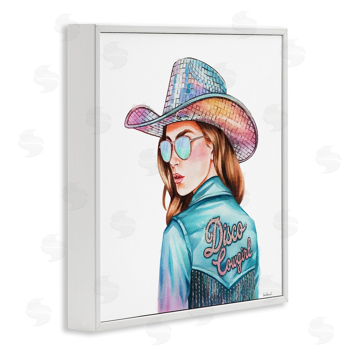 Disco Cowgirl Portrait White Frame Print Wall Art, Home Decor by Amanda Greenwood