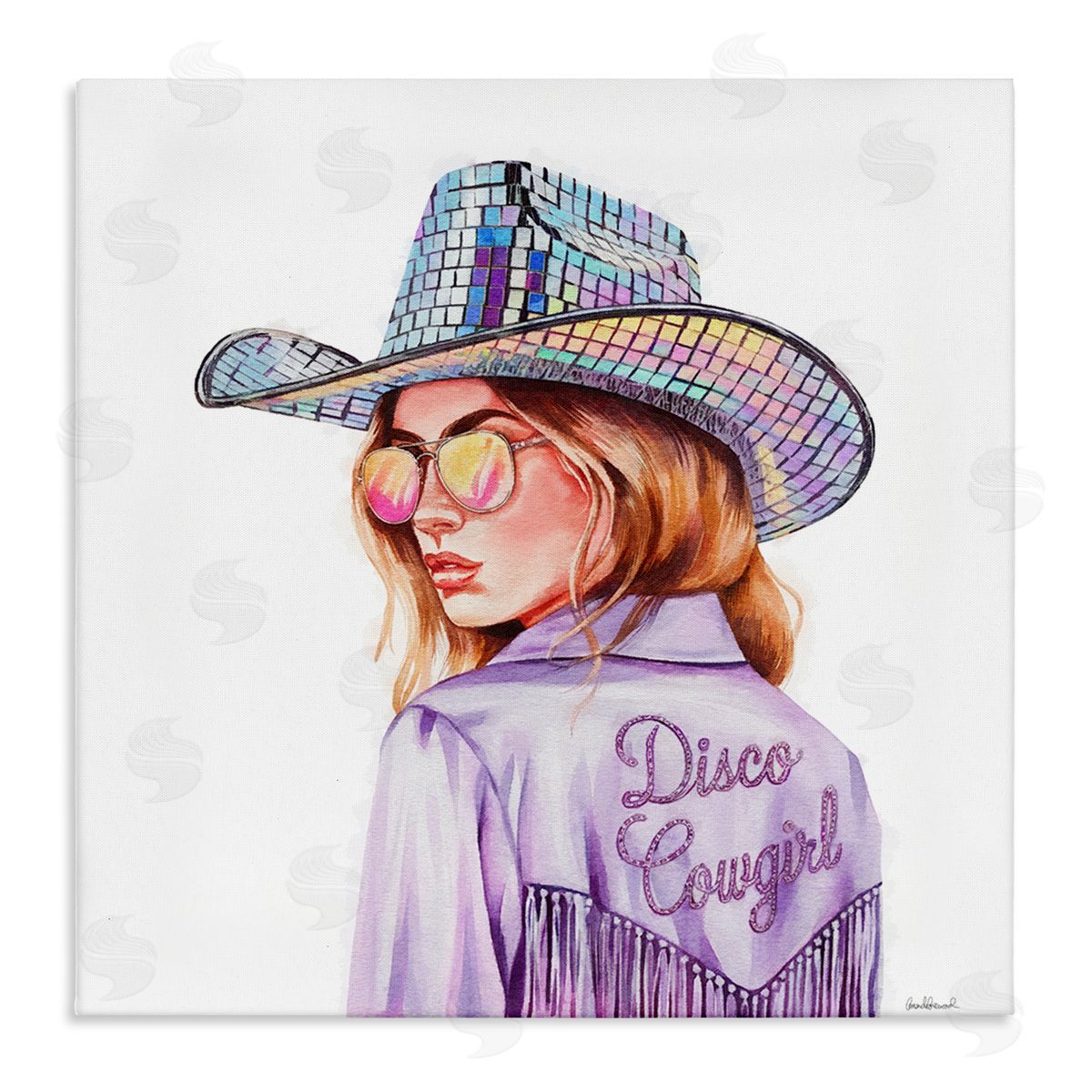 Purple Disco Cowgirl Canvas Wall Art, Home Decor by Amanda Greenwood