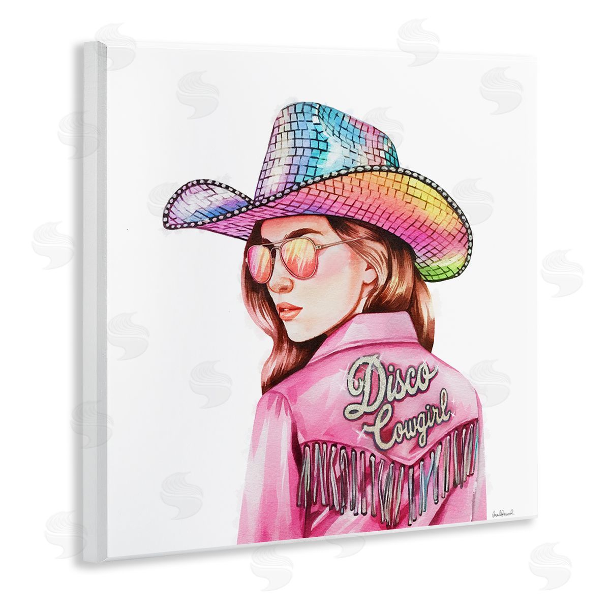 Pink Disco Cowgirl Wood Plaque Wall Art, Home Decor by Amanda Greenwood