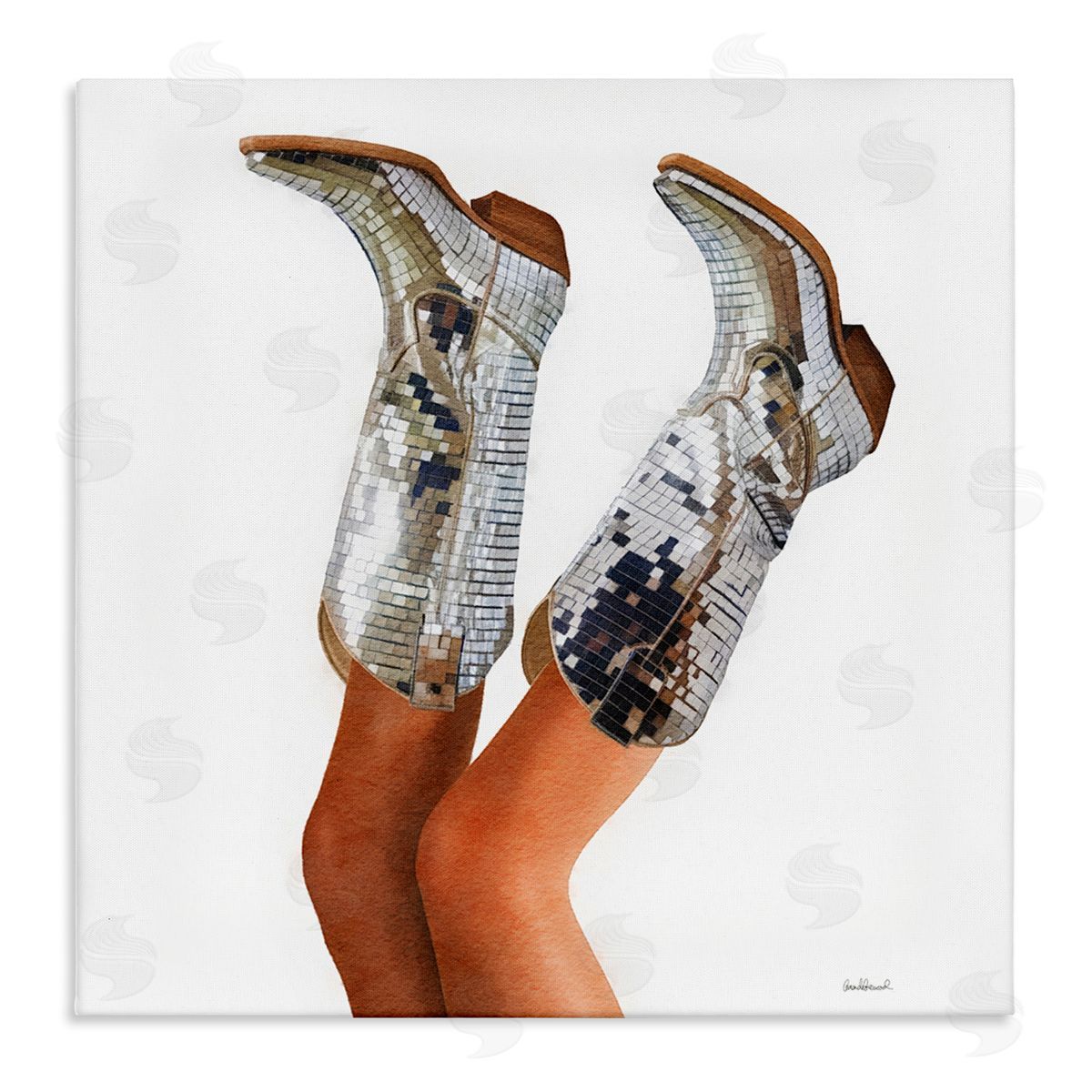 Glitzy Glam Cowgirl Boots Canvas Wall Art, Home Decor by Amanda Greenwood