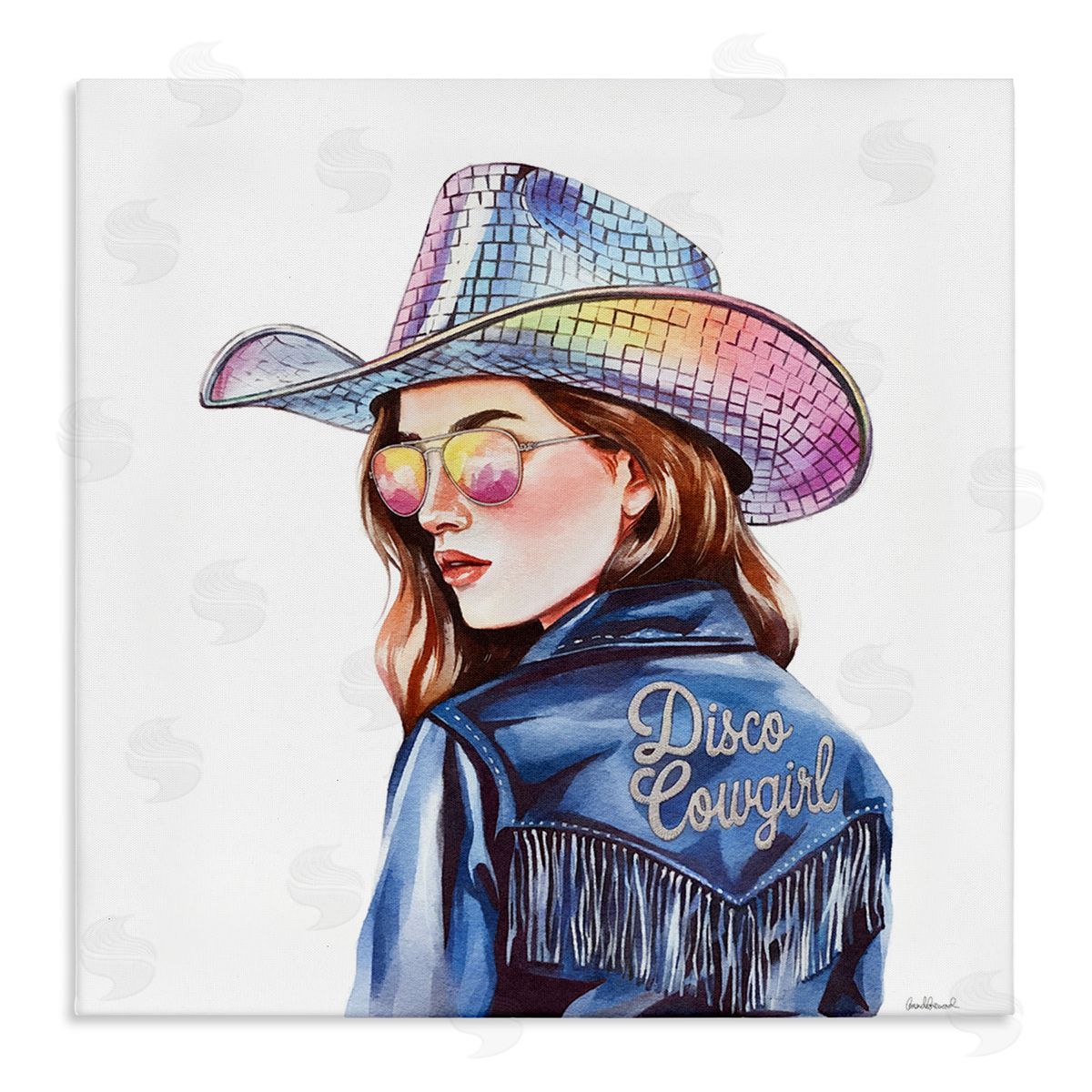 Disco Cowgirl in Blue Canvas Wall Art, Home Decor by Amanda Greenwood