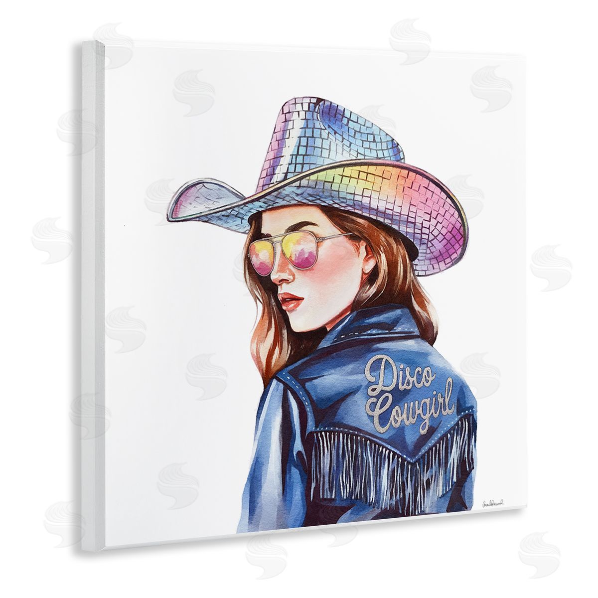 Disco Cowgirl in Blue Wood Plaque Wall Art, Home Decor by Amanda Greenwood