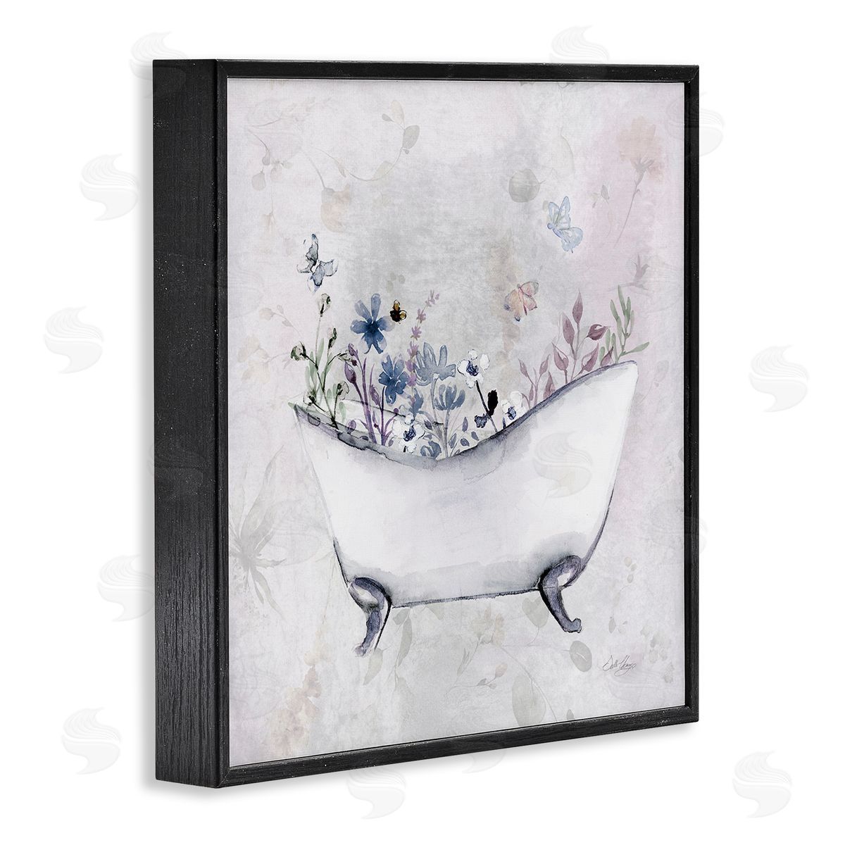 Delicate Bath with Botanics Black Frame Print Wall Art, Home Decor by Stella Chang