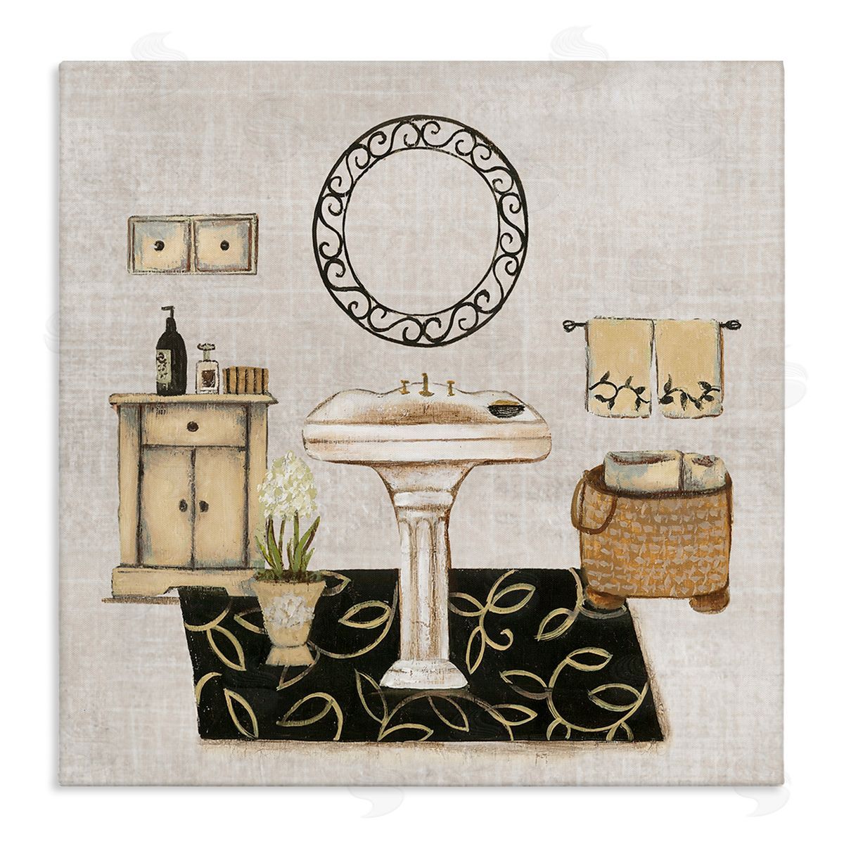 Vintage Luxurious Bathroom Canvas Wall Art, Home Decor by Janet Tava