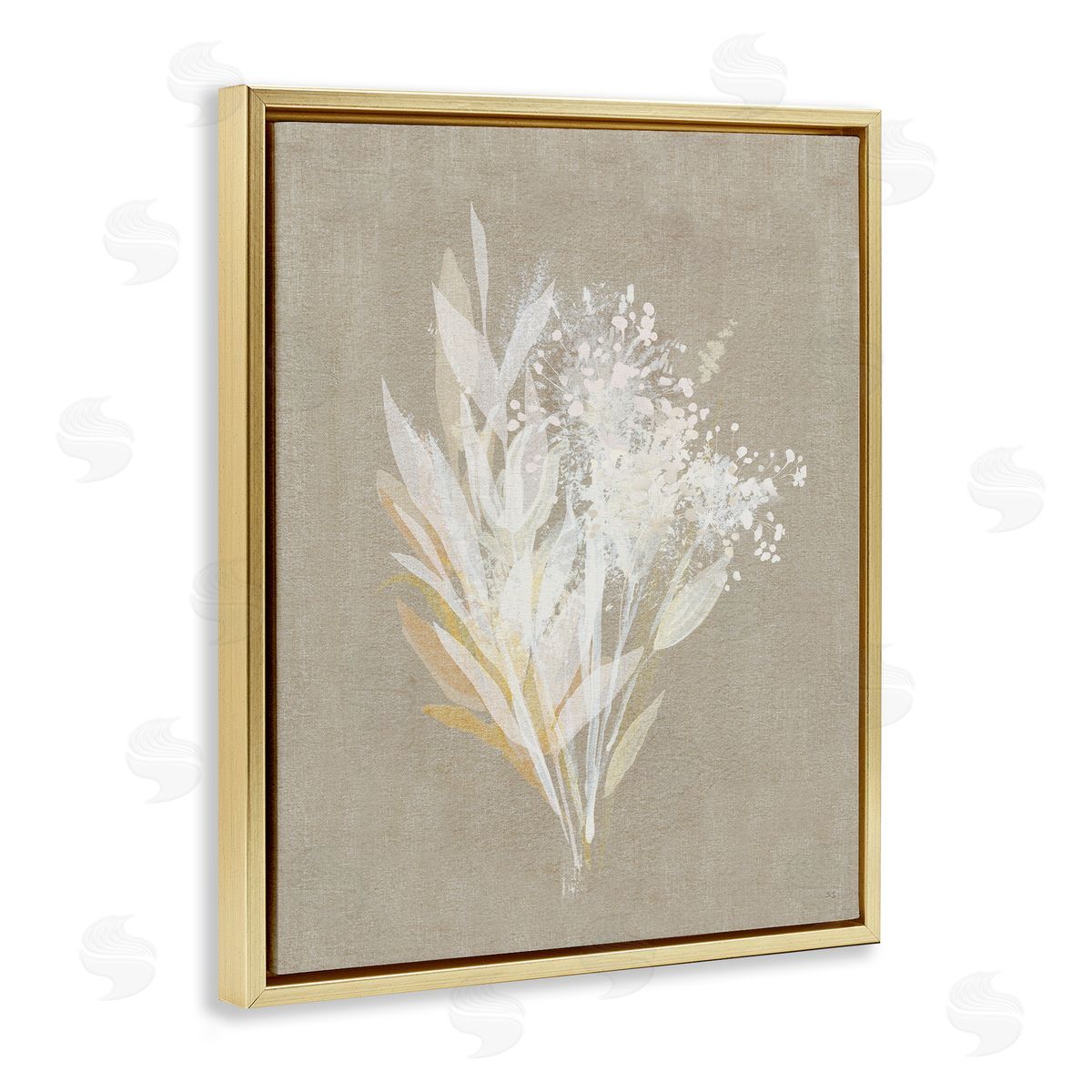 Natural Herb Impression Gold Floating Frame Canvas Wall Art, Home Decor by Susan Jill