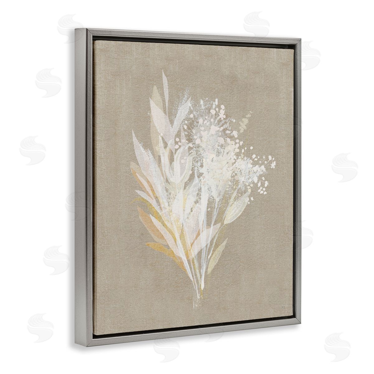 Natural Herb Impression Grey Floating Frame Canvas Wall Art, Home Decor by Susan Jill