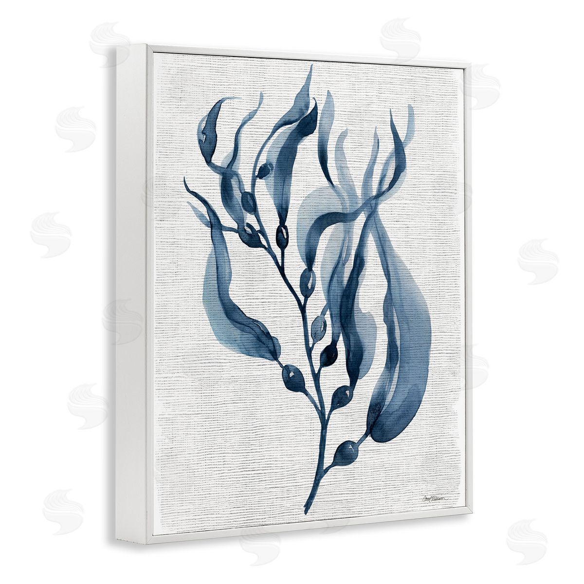 Delicate Waving Herb Leaves White Frame Print Wall Art, Home Decor by Carol Robinson