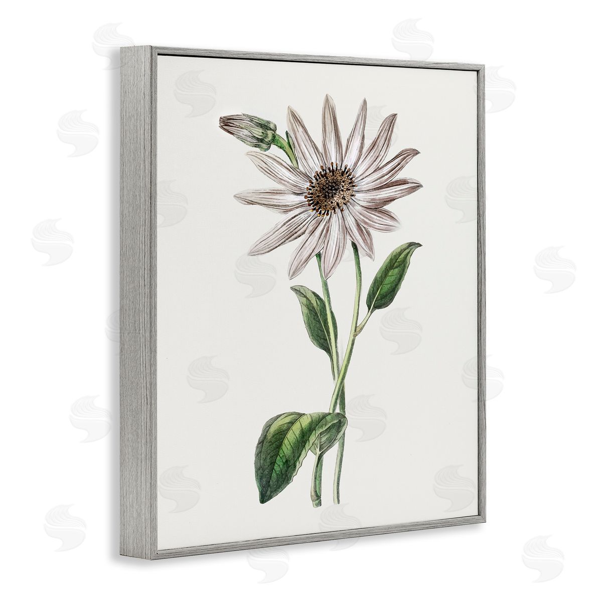 Vintage Mum Sprig Grey Frame Print Wall Art, Home Decor by CAD Designs