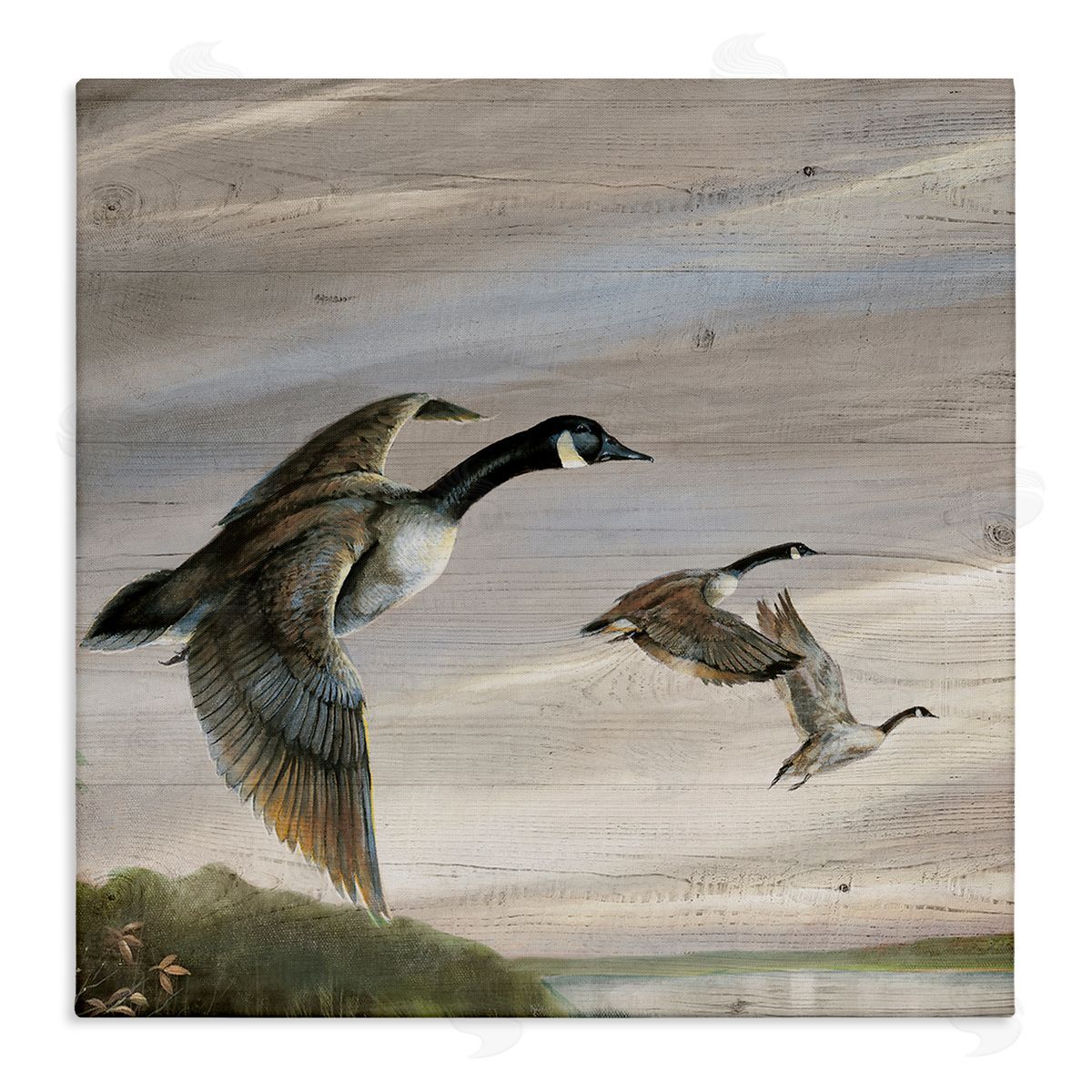 Flying Geese over Rustic Canvas Wall Art, Home Decor by Ruane Manning