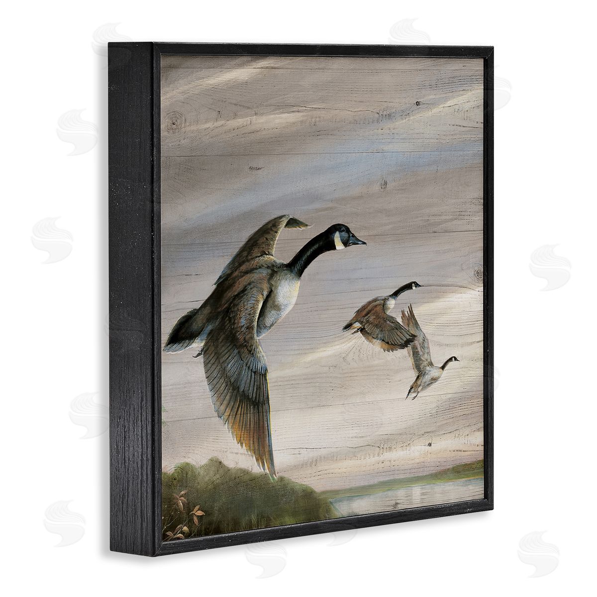 Flying Geese over Rustic Black Frame Print Wall Art, Home Decor by Ruane Manning