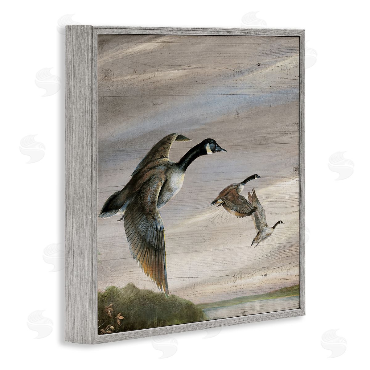 Flying Geese over Rustic Grey Frame Print Wall Art, Home Decor by Ruane Manning