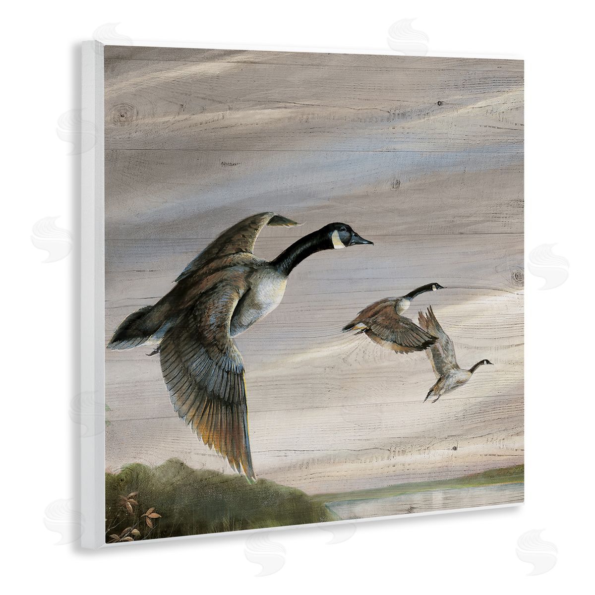 Flying Geese over Rustic Wood Plaque Wall Art, Home Decor by Ruane Manning