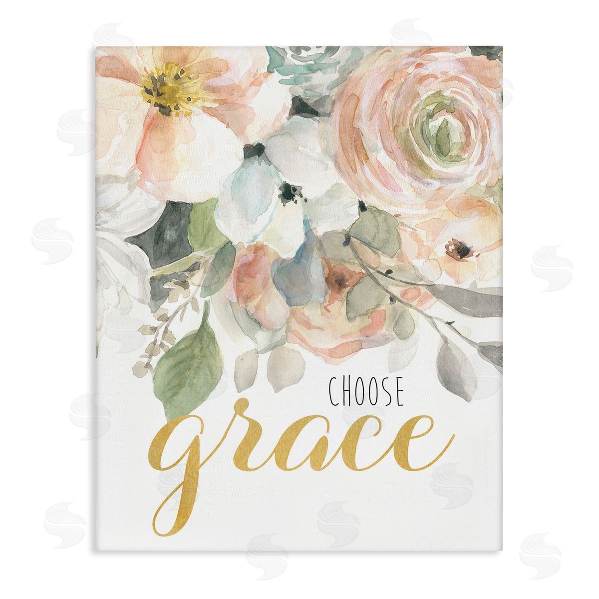 Choose Grace on Florals Canvas Wall Art, Home Decor by Carol Robinson