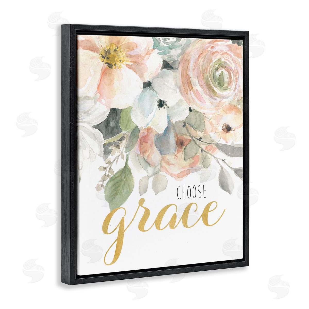 Choose Grace on Florals Black Floating Frame Canvas Wall Art, Home Decor by Carol Robinson