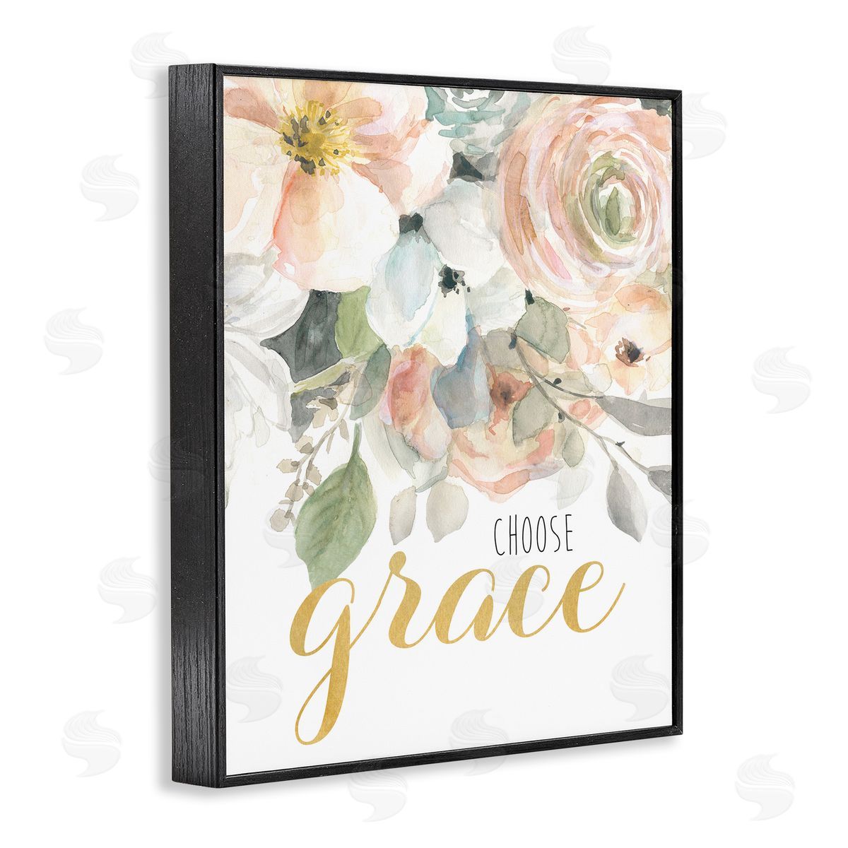 Choose Grace on Florals Black Frame Print Wall Art, Home Decor by Carol Robinson